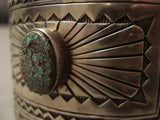 Turquoise Bursting Vintage Navajo Turquoise Native American Jewelry Silver 'Arrow Guard' Bracelet-Nativo Arts