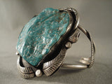 Turquoise Chunk Old Vintage Navajo Huge Sterling Native American Jewelry Silver Bracelet-Nativo Arts
