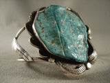Turquoise Chunk Old Vintage Navajo Huge Sterling Native American Jewelry Silver Bracelet-Nativo Arts