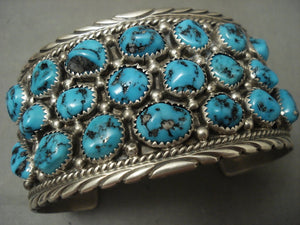 Turquoise Mine Nugget Vintage Navajo Native American Jewelry Silver Bracelet Old-Nativo Arts