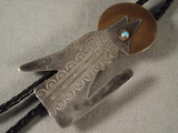 Twilight Moon Howling Coyote Vintage Navajo Native American Jewelry Silver Bolo Tie-Nativo Arts