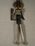 Twilight Moon Howling Coyote Vintage Navajo Native American Jewelry Silver Bolo Tie-Nativo Arts
