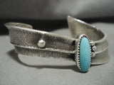 Twirling Tufa Cast Navajo Domed Natural Turquoise Native American Jewelry Silver Bracelet-Nativo Arts