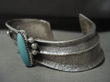 Twirling Tufa Cast Navajo Domed Natural Turquoise Native American Jewelry Silver Bracelet-Nativo Arts