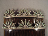 Two Huge Vintage Navajo Green Nedle Turquoise Native American Jewelry Silver Hair Pin Brooch Clip-Nativo Arts