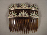 Two Huge Vintage Navajo Green Nedle Turquoise Native American Jewelry Silver Hair Pin Brooch Clip-Nativo Arts