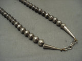 Uber Chunky Vintage Navajo Turquoise Native American Jewelry Silver Bead Necklace Old-Nativo Arts