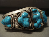 Ultra Heavy 100 Grams Crazy Vintage Navajo Spider Turquoise Native American Jewelry Silver Bracelet-Nativo Arts