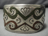 Ultra Rare Cerrillos Turquoise Inlay Vintage Native American Navajo Sterling Silver Bracelet-Nativo Arts