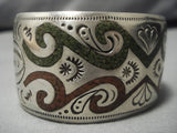 Ultra Rare Cerrillos Turquoise Inlay Vintage Native American Navajo Sterling Silver Bracelet-Nativo Arts