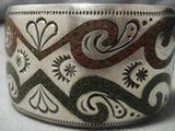 Ultra Rare Cerrillos Turquoise Inlay Vintage Native American Navajo Sterling Silver Bracelet-Nativo Arts