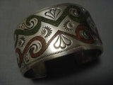Ultra Rare Cerrillos Turquoise Inlay Vintage Native American Navajo Sterling Silver Bracelet-Nativo Arts