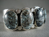 Ultra Rare New Lander Blue Navajo Turquoise Native American Jewelry Silver Bracelet-Nativo Arts