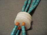 Ultra Rare Vintage Navajo Native American Jewelry jewelry/ Santo Domingo #8 Turquoise Necklace-Nativo Arts