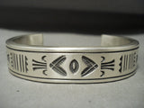 Ultra Thick Thick! Heavier Vintage Navajo 'Perfect Stamp' Native American Jewelry Silver Bracelet-Nativo Arts