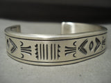 Ultra Thick Thick! Heavier Vintage Navajo 'Perfect Stamp' Native American Jewelry Silver Bracelet-Nativo Arts