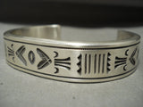 Ultra Thick Thick! Heavier Vintage Navajo 'Perfect Stamp' Native American Jewelry Silver Bracelet-Nativo Arts