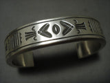 Ultra Thick Thick! Heavier Vintage Navajo 'Perfect Stamp' Native American Jewelry Silver Bracelet-Nativo Arts