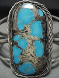 Ultra Vivid Vintage Navajo 'Quality Bisbee Or Persin' Turquoise Native American Jewelry Silver Bracelet-Nativo Arts