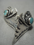 Unique!! Fabulous Vintage Native American Navajo Sterling Silver Turquoise Earrings Old-Nativo Arts