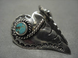 Unique!! Fabulous Vintage Native American Navajo Sterling Silver Turquoise Earrings Old-Nativo Arts