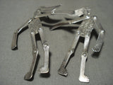 Unique! Fully Movable Vintage Navajo Native American Jewelry Silver Human Earrings-Nativo Arts