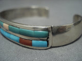 Unique Green And Blue Turquoise Vintage Native American Jewelry Zuni Sterling Silver Bracelet Cuff-Nativo Arts