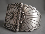 Unique!! Huge Squared Concho Native American Jewelry Silver Big Flank Sterling Bracelet-Nativo Arts