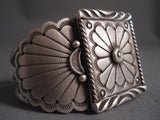 Unique!! Huge Squared Concho Native American Jewelry Silver Big Flank Sterling Bracelet-Nativo Arts