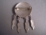 Unique! Huge Vintage Navajo Dangling Native American Jewelry Silver And Gold Feather Pin-Nativo Arts