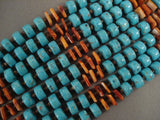 Unique Important Yazzie Navajo Turquoise Spiny Oyster Native American Jewelry Silver Heishi Necklace-Nativo Arts