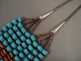 Unique Important Yazzie Navajo Turquoise Spiny Oyster Native American Jewelry Silver Heishi Necklace-Nativo Arts