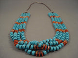 Unique Important Yazzie Navajo Turquoise Spiny Oyster Native American Jewelry Silver Heishi Necklace-Nativo Arts