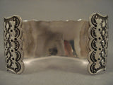 Unique Modernistic Navajo Royston Turquoise Repoussed Native American Jewelry Silver Bracelet-Nativo Arts