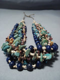 Unique!! Navajo Native American Jewelry jewelry Turquoise Lapis Whitegoat Necklace-Nativo Arts