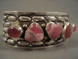 Unique Navajo 'Pink Hearts Of Love' Repoussed Native American Jewelry Silver Bracelet-Nativo Arts