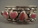 Unique Navajo 'Pink Hearts Of Love' Repoussed Native American Jewelry Silver Bracelet-Nativo Arts