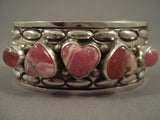 Unique Navajo 'Pink Hearts Of Love' Repoussed Native American Jewelry Silver Bracelet-Nativo Arts