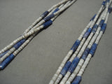 Unique! Santo Domingo 'Tubule Lapis' Heishi Native American Jewelry Silver Necklace-Nativo Arts