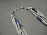 Unique! Santo Domingo 'Tubule Lapis' Heishi Native American Jewelry Silver Necklace-Nativo Arts