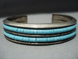 Unique Vintage Native American Jewelry Navajo Aaron Anderson Turquoise Heishi Sterling Silver Bracelet-Nativo Arts