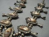 Unique!! Vintage Native American Jewelry Navajo Agate Sterling Silver Squash Blossom Necklace Old-Nativo Arts