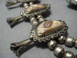 Unique!! Vintage Native American Jewelry Navajo Agate Sterling Silver Squash Blossom Necklace Old-Nativo Arts