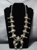 Unique!! Vintage Native American Jewelry Navajo Agate Sterling Silver Squash Blossom Necklace Old-Nativo Arts