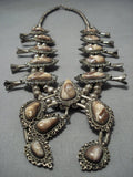 Unique!! Vintage Native American Jewelry Navajo Agate Sterling Silver Squash Blossom Necklace Old-Nativo Arts