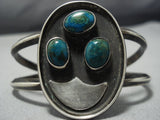 Unique!! Vintage Native American Jewelry Navajo Turquoise Sterling Silver Bracelet-Nativo Arts
