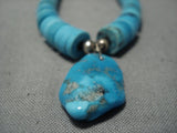 Unique!! Vintage Native American Jewelry Navajo Turquoise Sterling Silver Heishi Necklace Old-Nativo Arts