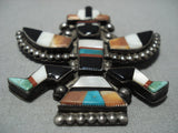 Unique Vintage Native American Jewelry Zuni Sterling Silver Turquoise Kachina Pin Old-Nativo Arts