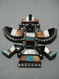 Unique Vintage Native American Jewelry Zuni Sterling Silver Turquoise Kachina Pin Old-Nativo Arts