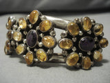 Unique!! Vintage Native American Navajo Amethyst Sterling Silver Amber Bracelet Old-Nativo Arts